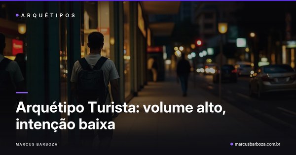 Capa do artigo: Arquétipo Turista: volume alto, intenção baixa — e o erro de gastar vendedor com ele